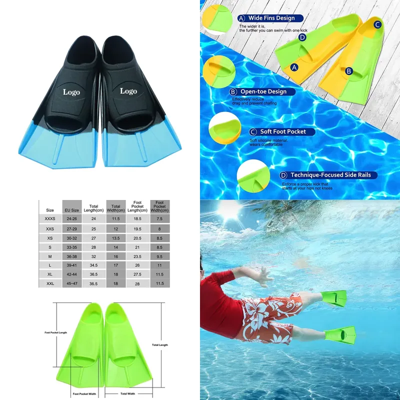 Swim Fin Short Blade - Aletas de Buceo Profesionales de Silicona